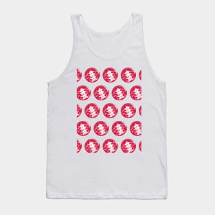 White pagoda on a red circle with storks pattern Tank Top